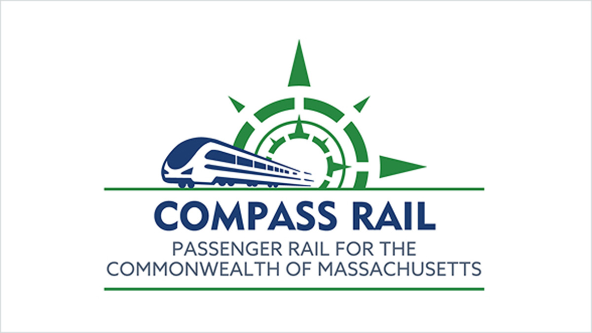 Green and blue logo for Commonwealth Passenger Rail