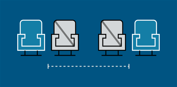 We support physical distancing in stations and onboard.