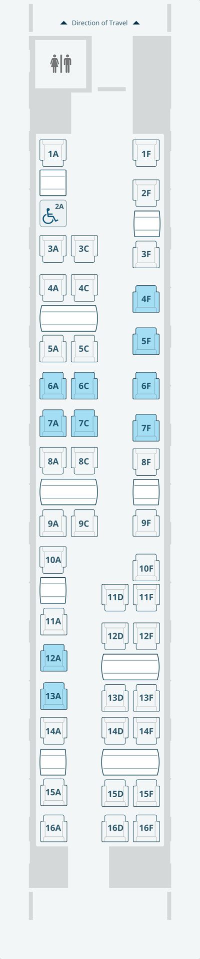 Diagramme des sièges en Première classe Acela