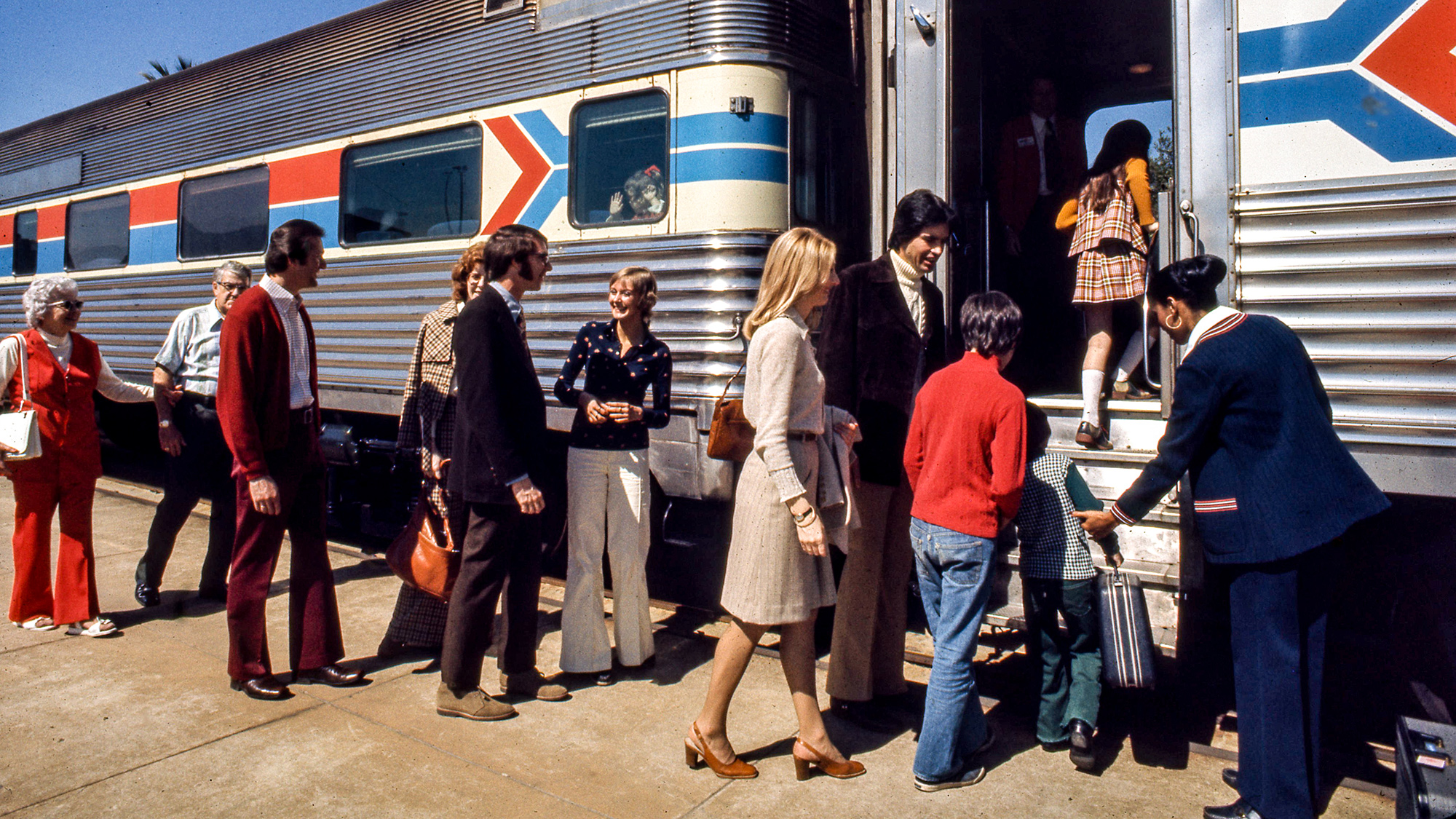 Passagers embarquant dans les années 1970