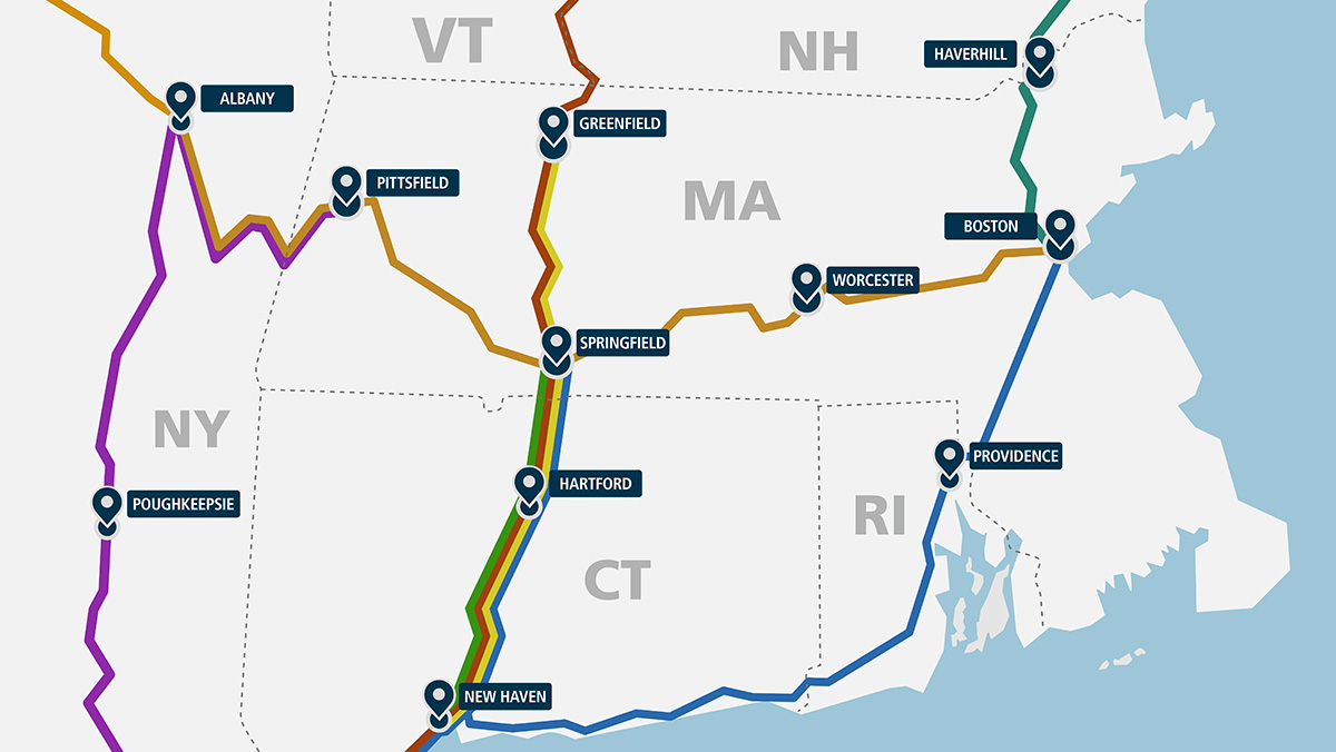 Amtrak Massachusetts路线图