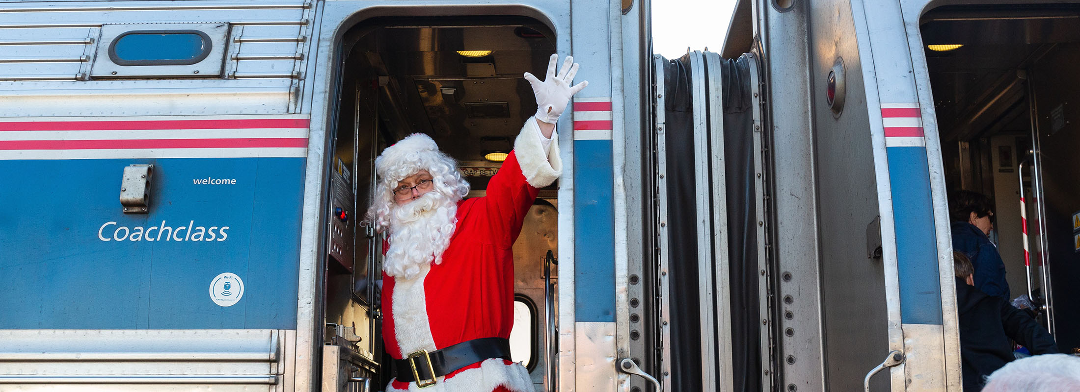 Le père Noël sur un train Amtrak