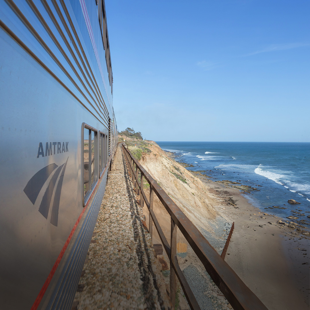 Amtrak scenic train ride California shoreline