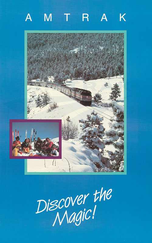 Amtrak ski poster "Discover the Magic" from the 1980s