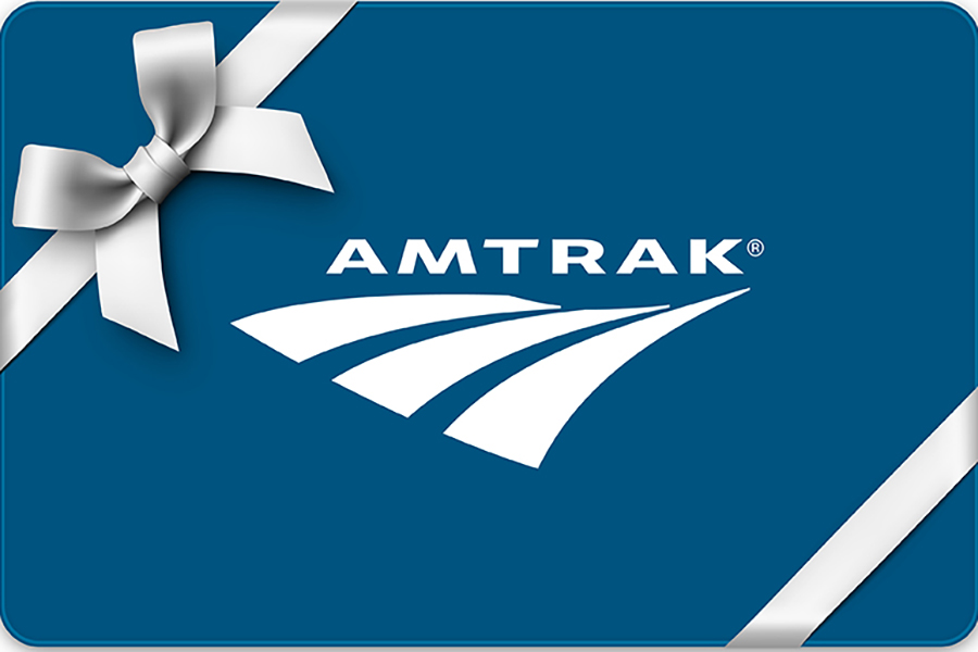 amtrak gift card with silver bow