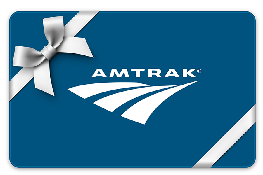 amtrak gift card with silver bow