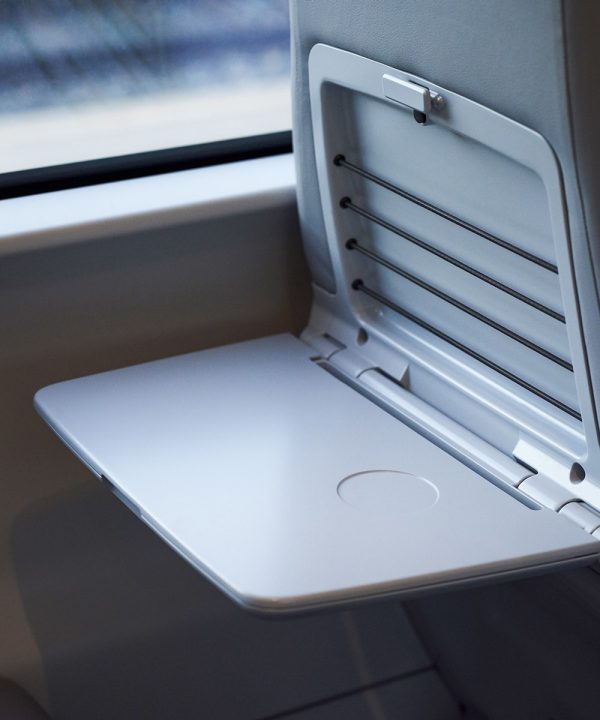  The fold down seatback tray on Next Gen Acela