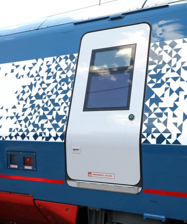 LED external door display on the Next Gen Acela 